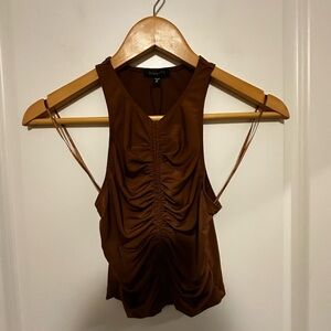 Dynamite Chocolate Ruched Tank Top